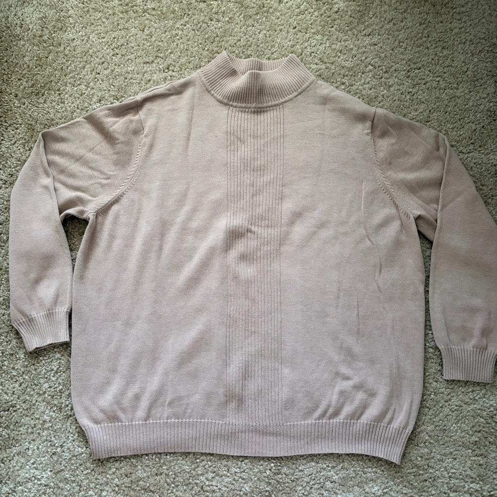 Dressbarn Taupe Ribbed Knit Turtleneck